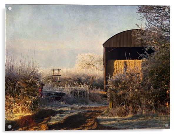The old Hay Barn Acrylic by Dawn Cox