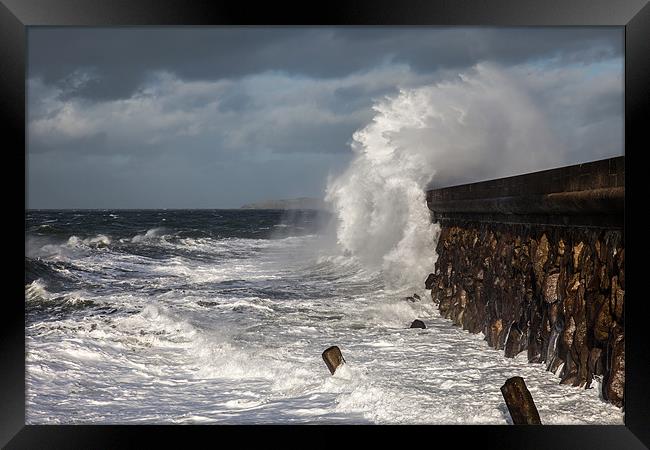 Holyhead Breakwater Framed Print by Gail Johnson