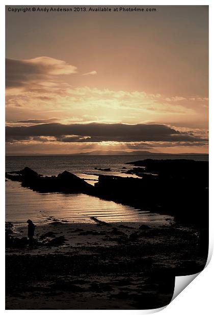 Scottish Estuary Beach Sunset Print by Andy Anderson