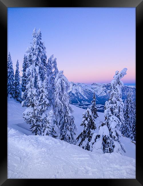 Evening Snowscape Framed Print by Mark Llewellyn