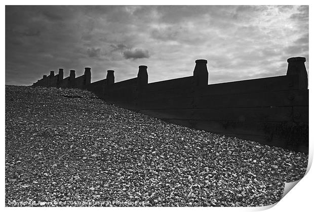 Whitstable Pebbles and Sky Print by James Ward