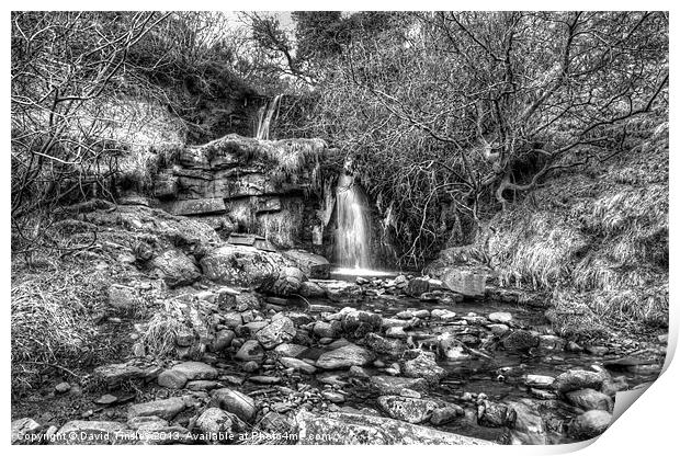 Beacons Waterfall in Monochrome Print by David Tinsley