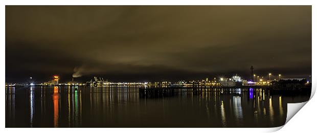 Southampton Docks at night Print by andrew bowkett