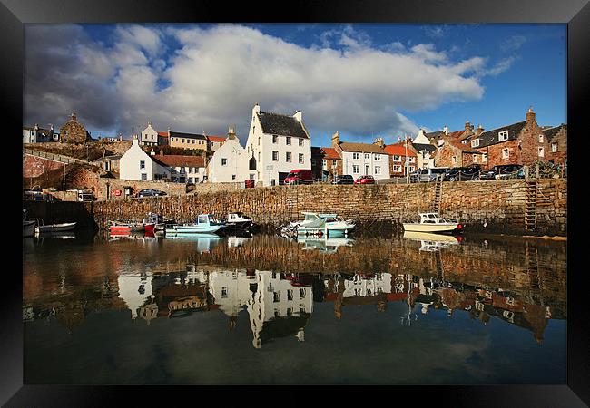 Crail Harbour Reflections Framed Print by Andrew Beveridge