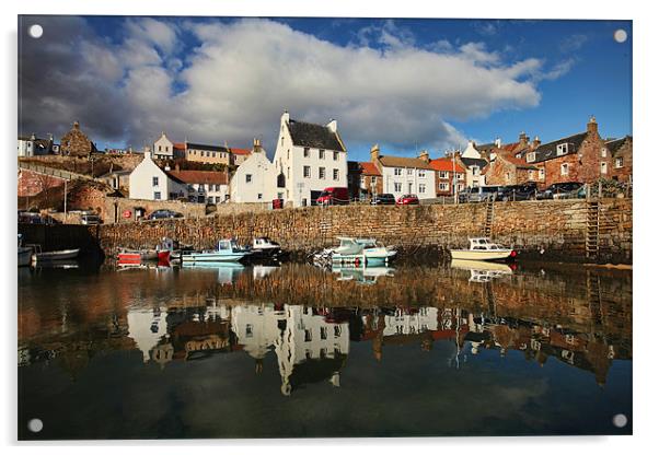 Crail Harbour Reflections Acrylic by Andrew Beveridge