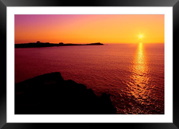 Newquay Sunset Framed Mounted Print by Geoff Tydeman