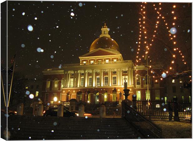 Massachusetts State House Canvas Print by David Davies