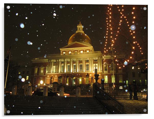 Massachusetts State House Acrylic by David Davies