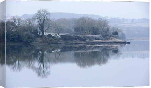 Carew Castle Mill Pond Reflections Canvas Print by Simon West