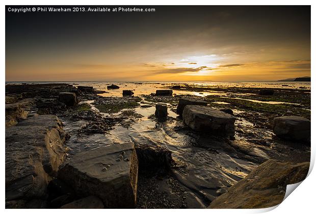 Low tide on the ledge Print by Phil Wareham