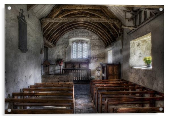 Llanrhychwyn Church Acrylic by Ian Mitchell