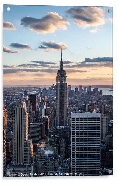 Empire State Sunset - I Acrylic by David Tinsley