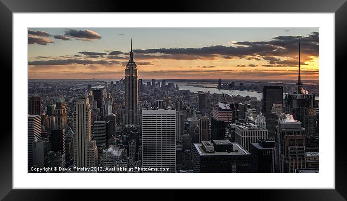 Empire State Sunset - II Framed Mounted Print by David Tinsley