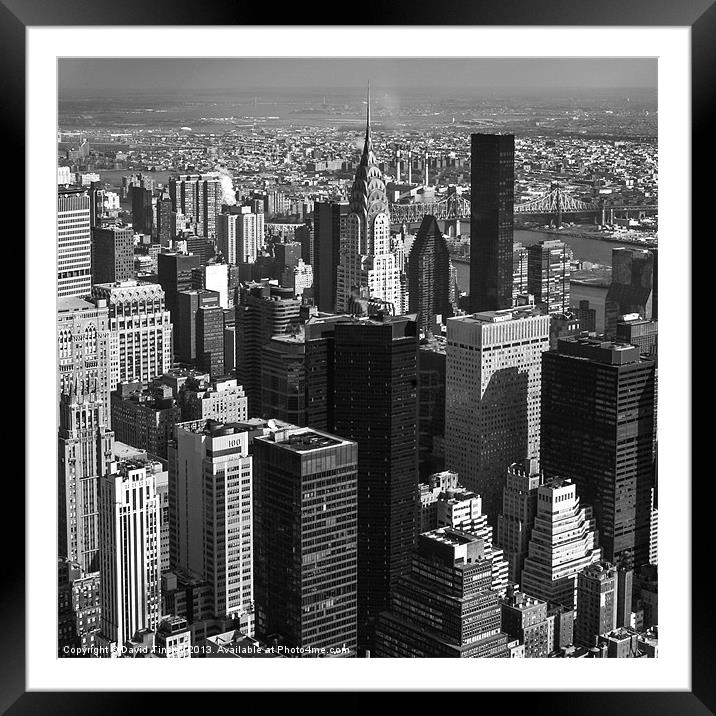 Manhattan In Monochrome Framed Mounted Print by David Tinsley