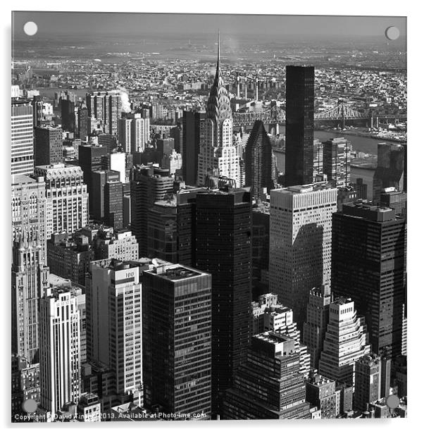 Manhattan In Monochrome Acrylic by David Tinsley