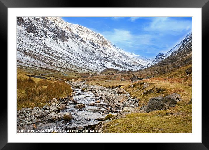 Honister Pass in Winter Framed Mounted Print by Cheryl Quine