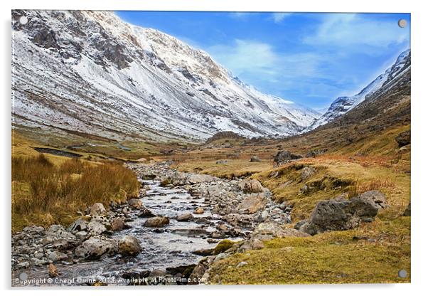 Honister Pass in Winter Acrylic by Cheryl Quine