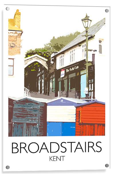 Broadstairs beach huts railway print Acrylic by Karen Slade