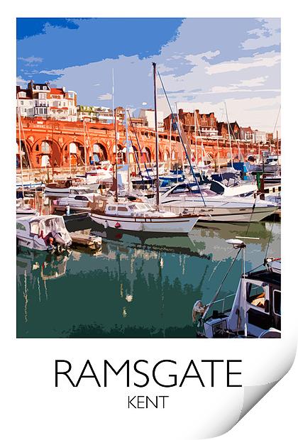 Ramsgate Harbour Railway Style Print Print by Karen Slade