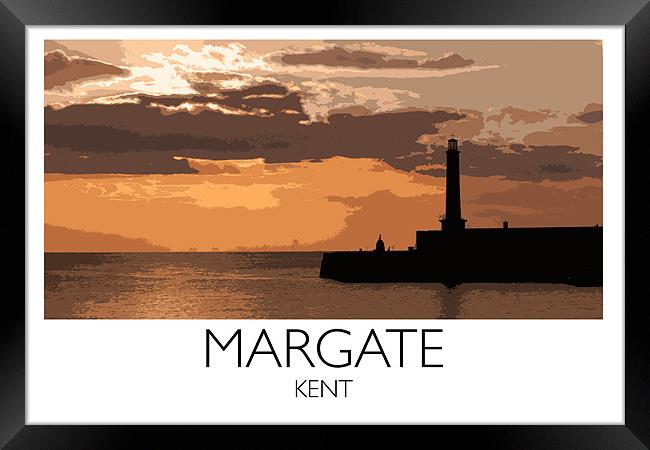 Margate harbour Railway Style Print Framed Print by Karen Slade
