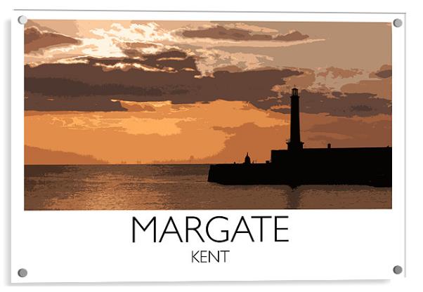 Margate harbour Railway Style Print Acrylic by Karen Slade