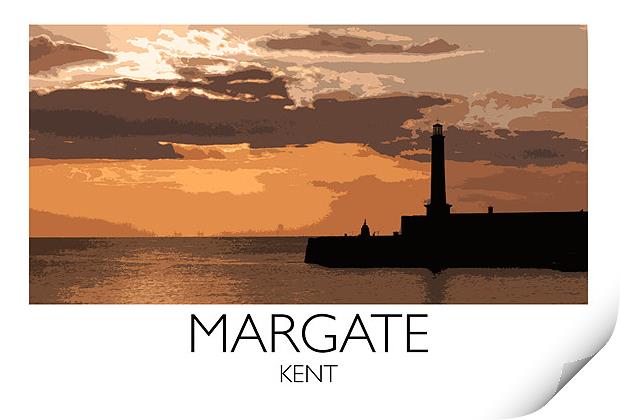 Margate harbour Railway Style Print Print by Karen Slade