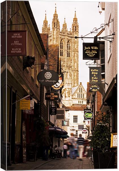 Canterbury Cathedral from Butchery Lane Canvas Print by Karen Slade