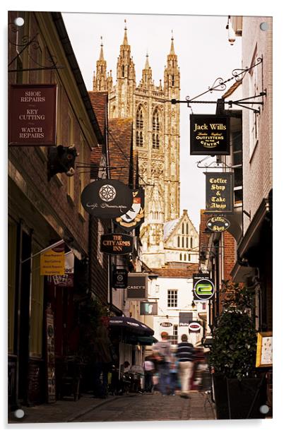 Canterbury Cathedral from Butchery Lane Acrylic by Karen Slade