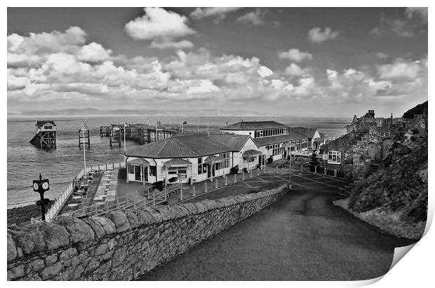 Mumbles Pier, Black & White. Print by Becky Dix