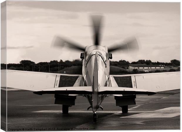 Spitfire Taxies Out - sepia Canvas Print by Keith Campbell