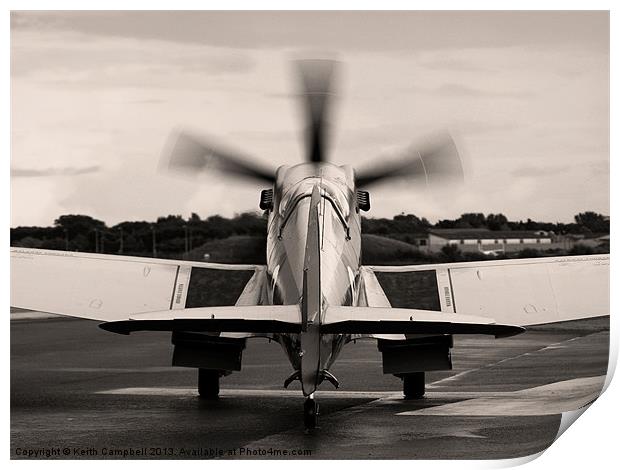 Spitfire Taxies Out - sepia Print by Keith Campbell
