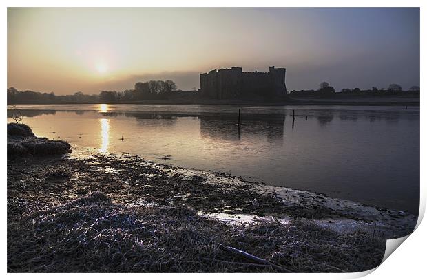 Carew Castle and lake Print by Simon West