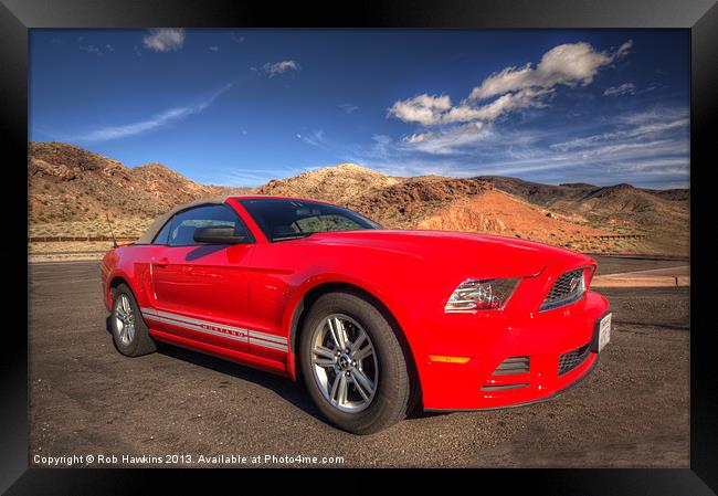 Red Mustang Framed Print by Rob Hawkins