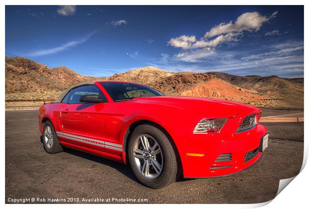 Red Mustang Print by Rob Hawkins