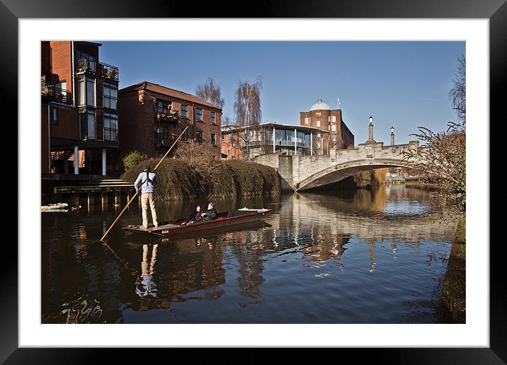Punting in Norwich Framed Mounted Print by Paul Macro