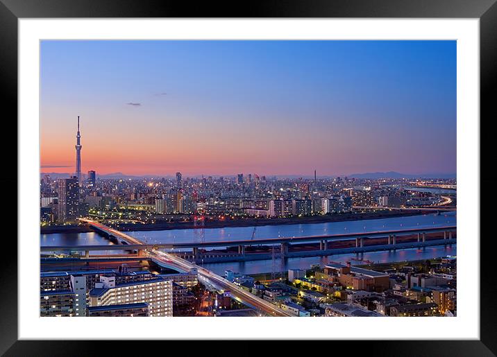 Tokyo As Night Descends Framed Mounted Print by Duane Walker