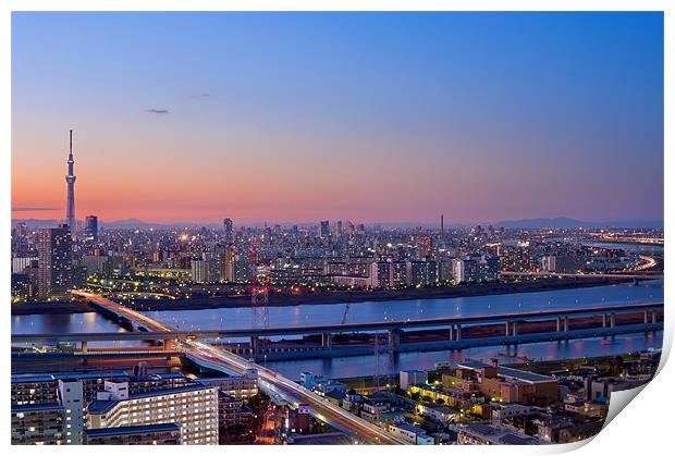 Tokyo As Night Descends Print by Duane Walker