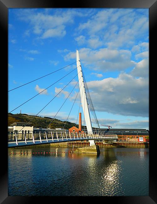 Sail Bridge, Swansea. Framed Print by Becky Dix
