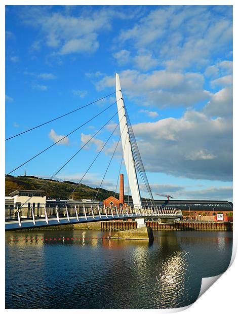 Sail Bridge, Swansea. Print by Becky Dix