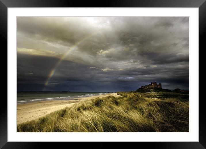 Bambrough Rainbow Framed Mounted Print by Dave Hudspeth Landscape Photography