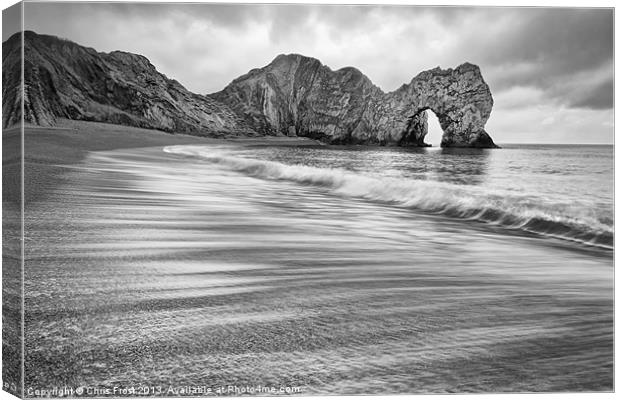 Waves at Durdle Door Canvas Print by Chris Frost