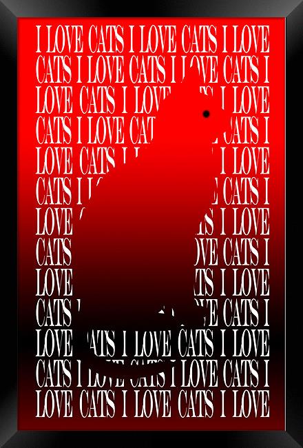 Love Cats Red Framed Print by iphone Heaven