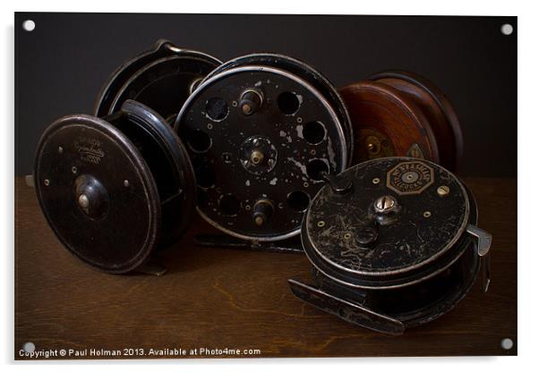 Vintage Fishing Reels 2 Acrylic by Paul Holman Photography