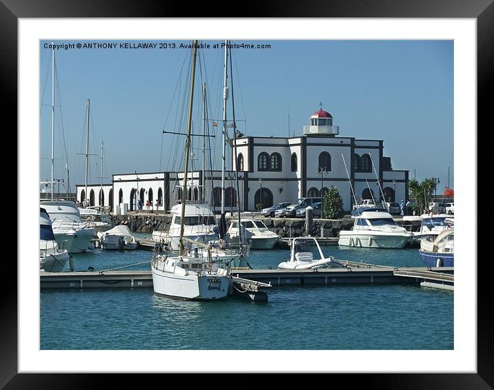 RUBICON MARINA PLAYA BLANCA LANZAROTE Framed Mounted Print by Anthony Kellaway