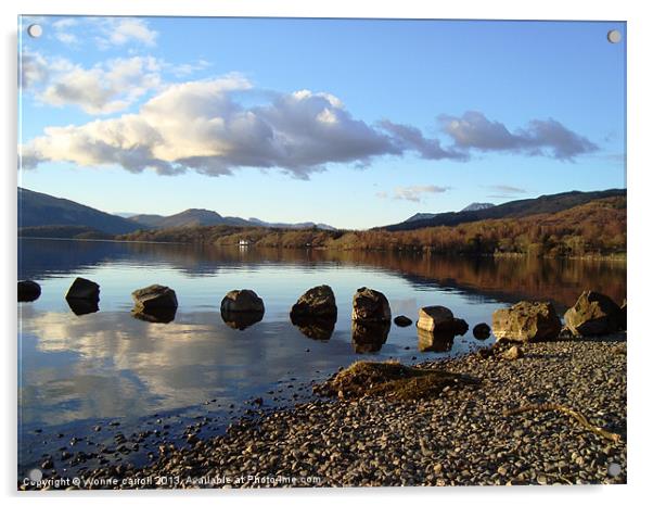Stepping Stones, Loch Lomond Acrylic by yvonne & paul carroll