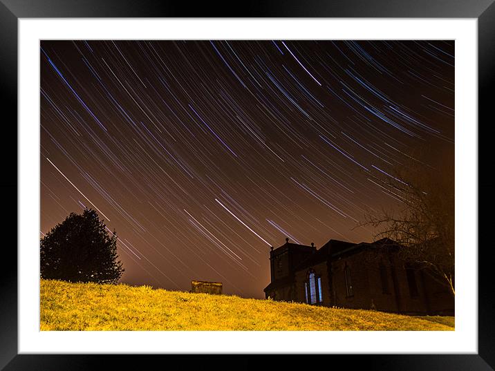 The trails of the stars. Framed Mounted Print by