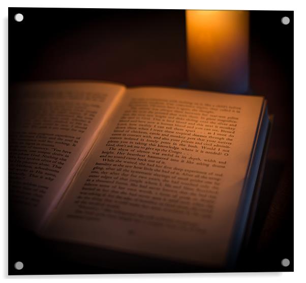 Reading by Candlelight Acrylic by Ian Johnston  LRPS