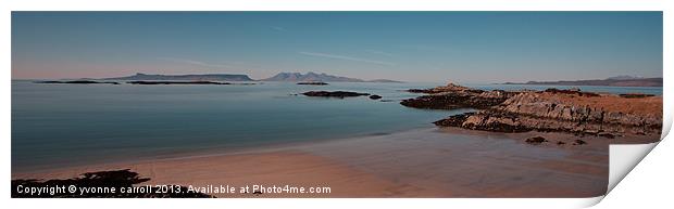 Rhum & Eigg from Camusdarrach Beach Print by yvonne & paul carroll