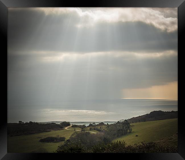 Rays over the Coastline Framed Print by Ian Johnston  LRPS