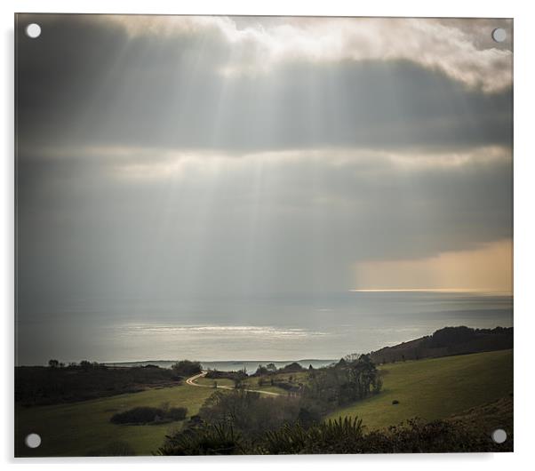 Rays over the Coastline Acrylic by Ian Johnston  LRPS